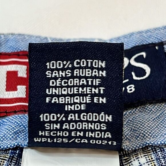 Men's Chaps Blue Plaid Flat Front Shorts - Size 36 - Picture 5 of 6